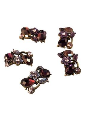 Faceted Crystal Floral Leaf Top Embellishment Slider Beads Bronze Rectangle Flow